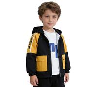 Linyuir Softshell Bambini Giacca Cappuccio Maniche Lunghe Impermeabile Al Vento Con Cerniera Funzionale Blocchi Colore Giacca Loutdoor E La Pioggia Nero 13-14 anni