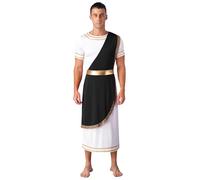 Linyuir Uomo Antichi Greci Costumi Storici Toga Abito Tunica A Maniche Corte Romani Gladiatore Cosplay Halloween Travestimento Nero S