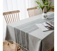 Linzcery Tovaglia Rettangolare in Cotone Lavabile con Fringe per Cucina e Soggiorno, Copritavolo Moderno per Festa