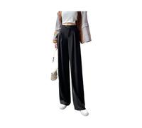 LinZong Women's Casual Full-Length Loose Pants,High Waist Wide Leg Trousers,Fashion Flowy Drape Loos Straight Suit Pant (M, Black)