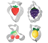 Liobelon 8 formine per biscotti a forma di frutta, mini stampini per biscotti in acciaio inox, a forma di uva, fragola, limone, ciliegia, stampi da forno per friggere uova, impasto, gelatina, 7,6 x