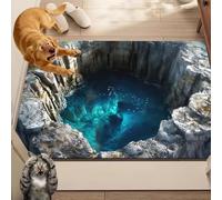Liocwocne 2026 New Optical Illusion Rug, 3d Rugs Illusion, Rug That Looks Like A Hole for Indoor and Outdoor Entrance, Startled Cats and Dogs, They Backed Away(D,50 * 80cm)