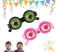 Liocwocne Novelty Funny Glasses with Winking Eye Mechanism, Lightweight Blinking Glasses with Manual Blink Action, Crazy Googly Eyes Glass for Adults for Shows, Parties & Photos (2PCS-B)