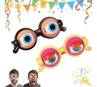 Liocwocne Novelty Funny Glasses with Winking Eye Mechanism, Lightweight Blinking Glasses with Manual Blink Action, Crazy Googly Eyes Glass for Adults for Shows, Parties & Photos (2PCS-A)