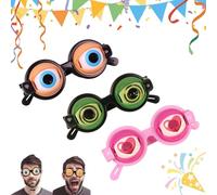 Liocwocne Novelty Funny Glasses with Winking Eye Mechanism, Lightweight Blinking Glasses with Manual Blink Action, Crazy Googly Eyes Glass for Adults for Shows, Parties & Photos (3PCS-B)