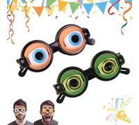 Liocwocne Novelty Funny Glasses with Winking Eye Mechanism, Lightweight Blinking Glasses with Manual Blink Action, Crazy Googly Eyes Glass for Adults for Shows, Parties & Photos (2PCS-D)