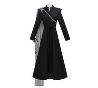 LIOEUE Costume Daenerys Targaryen Per Donna - Vestito Cosplay Con Anello Per Halloween E Feste A Tema (nero,M)