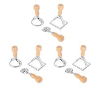 Lioggyet 9X Taglierina Ravioli Stamp Maker con Set di Ruote Un Rulli, Stampo con Manico nel Legno per Bordo Scanalato, Attacco per Pressa per Pasta