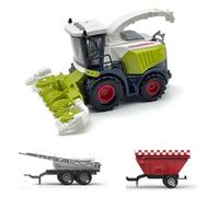 LioMaxi Scala 1:36 macchinina agricola inerziale per bambini, trinciacaricatrice, azienda agricola, agricoltura,3 effetti sonori simulati, luci, trattore + 2 rimorchi (Mietitrice + rimorchio)
