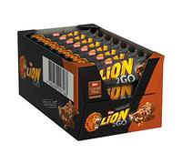 Lion 2Go Barretta con Arachidi, Uvetta, Pezzi di Cioccolato, Riso Croccante e Cioccolato al Latte, Confezione da 24 Barrette