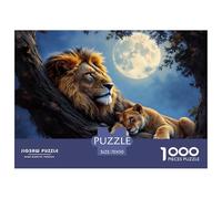 Lion And Cub Moonlight Materiale Cartone Di Qualità Gioco Puzzle Classico, Perfetto Per Condivisione Familiare E Intrattenimento 70x50cm/1000pcs