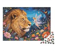 Lion And Elf Puzzle 1000 Pezzi Riciclato Enchanted Forest Senior Puzzles Party Gioco Accessori Ottima Idea Regalo per la Famiglia And Friends Compleanni 38x26cm/1000pcs