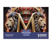 Lion And Jaguar Roaring at Each Other Materiale Durevole Pezzi Facili Da Assemblare, Perfetti Per Rilassarsi E Godersi Momenti Tranquilli 52x38cm/1000pcs