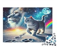 Lion And Rainbow Puzzles 1000 Pezzos Carta Riciclata Cat Adulto Puzzles Developing Bambini‘s Intelligence Gioco Educativo per Famiglia 38x26cm/1000pcs
