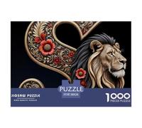 Lion And Two Tiger Cubs in Dramatic Pose Pezzi Cartone Resistenti Ideale Per Allenare Pensiero Logico, Memoria E Concentrazione Nel Tempo Libero 38x26cm/1000pcs