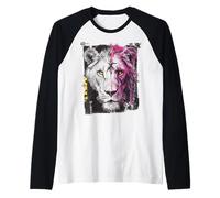 Lion Animal Lover Safari Wildlife Zoo Graphic Art Uomo Donna Maglia con Maniche Raglan