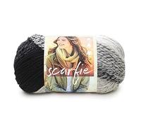 Lion Brand Yarn Marca Leone Knitting, Circa Il 78 per Cento del 22 per Cento Filato Acrilico Sciarpa, Lana, Crema/Nero