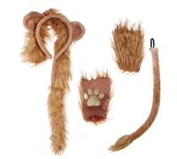 Lion Cosplay Accessories Plush Ears Headband Tail Paws Fancy Dress Set
