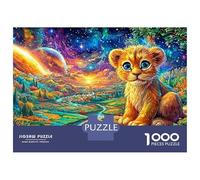 Lion Cub in Cosmic Landscape Puzzle Da 1000 Pezzi The Forest King Ideale Per Uomini, Donne, Bambini E Anziani 70x50cm/1000pcs