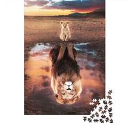 Lion Cub Reflection Puzzle Giochi 1000 Pezzi Regalo Per Lui E Per Lei Arte Animal Puzzle Adulti Idea Regalo Per 52x38cm/1000pcs