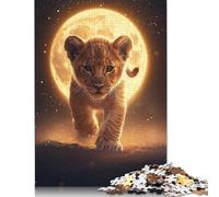 Lion Cub Under Full Moon Jigsaw Puzzle Impossible 1000Pcs Decorazione Per La Casa. Rilassamento E Intelligence Per Adulti E Bambini Da 12 Anni 1000pcs (75x50cm)