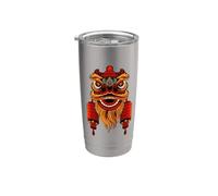 Lion Dance Head - Felice Capodanno cinese - La capra rossa del fuoco Bicchiere termico in acciaio inox doppia parete