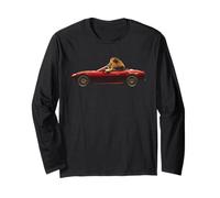 Lion Driving Red Sports Car Cabrio Race Car Fast Car Maglia a Manica