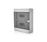 Lion Electric Scatola dei fusibili da parete, 24 moduli, armadio a 2 file, bianco con porta nera, IP40, scatola di distribuzione per ambienti umidi, cantine, garage e tutti gli ambienti interni