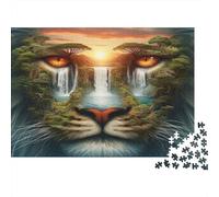 Lion Face paesaggio Puzzle 1000 Pezzi In Resistente E Durevole, Un Busta Di Puzzle A Rompicapo Per Enigma Per Il Relax Mentale, Ideale Per Vacanza Relax, Puzzle 70x50cm/1000pcs