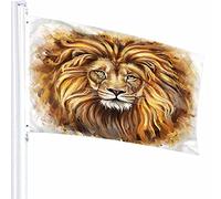 Lion Flag Decor 3x5 Ft King Face Head Animal Wild Cool Nature Acrilico Leo Furry Carnivore Poliestere Motivo stampato Decorazioni per esterni per case e giardini