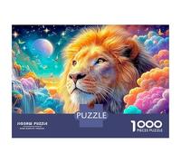 Lion Gazes at A Colorful Cloudscape Puzzle Da 1000 Pezzi The Lion Ideale Per Uomini, Donne, Anziani E over 65 52x38cm/1000pcs