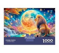 Lion Gazes at A Glowing Full Moon Puzzle Da 1000 Pezzi The Lion Perfetto Regalo Di Compleanno Per Bambini E Adulti 52x38cm/1000pcs
