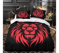 Lion Graphic Design copripiumino Set di biancheria da letto 3 pezzi microfibra stampa 3D con federe incluso federe animale stilizzato Set Di Copripiumino for coppie e ragazzi Double（200x200cm）