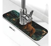 Lion Laboratory Sink Splash Guard Faucet Mat, Kitchen Faucet Pad,Rubinetto Drip Catcher Vassoio Vassoio di asciugatura per il bagno (38,1 x 14 cm)