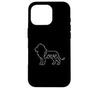 Lion Love Line Art Re della giungla Grande Animale Gatto Amante dei Leoni Custodia per iPhone 16 Pro