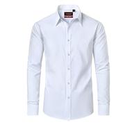Lion Nardo Camicie da uomo a maniche lunghe, camicie in cotone con bottoni, camicia taglia regolare e taglie forti., Tutto bianco., L