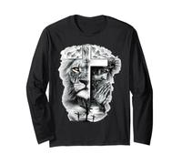 Lion of Judah And Jesus Prayer Christian T-Shirt Maglia a Manica