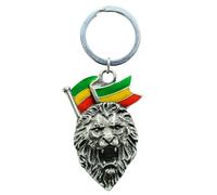 Lion of Judah Rasta Portachiavi in peltro Giamaica Qualità smaltata Anello...