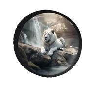 Lion on Rock, copertura per ruota di scorta in pelle PVC, antipolvere, impermeabile, per camper, camper, camion, SUV, diametro 71-86 cm