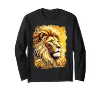 Lion orgoglioso come un'opera d'arte colorata e astratta Maglia a Manica