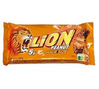 Lion Peanut Barretta al Cioccolato con Arachidi e Caramello, Confezione da 5 Barrette 155g