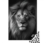 Lion Portrait BlackWhite 1000 Pezzi Cartone Spesso Puzzle Classico Coppia Partner Allenamento Del Cervello Decorazione Murale Idea Regalo 70x50cm/1000pcs