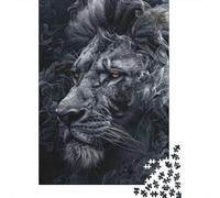 Lion Portrait Smoke 1000 Pezzi Cartone Extra Spesso Set Di Puzzle Per Bambini Principianti Decompressione Gioco Decorazione Murale 52x38cm/1000pcs