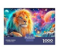 Lion Rests Under A Cosmic Galaxy Puzzle Da 1000 Pezzi The Lion Perfetto Regalo Per Ragazzi, Ragazze, Uomini E Donne 38x26cm/1000pcs