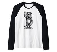 Lion Rock Music Retro Vintage Amante degli animali Maglia con Maniche Raglan