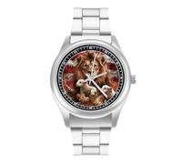 Lion Sheep - Orologio da polso al quarzo con bandiera degli Stati Uniti, in acciaio inox, con numeri arabi, unisex, Stile:, regular, MHXYZHW