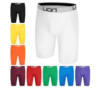 LION SPORTSWEAR Pantaloncini a compressione per calcio e sport, strato base multiuso per uomini e bambini, ideali per palestra, allenamento e corsa, bianco, S