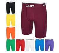 LION SPORTSWEAR Pantaloncini a compressione per calcio e sport - Strato base multiuso per uomo e bambini, ideale per palestra, allenamento e corsa, Borgogna, 7-9 Years