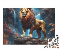 Lion Standing Rock Puzzle 1000 Pezzi Cartone Resistente Per Collezionisti, Puzzle Abilità Logiche, Gioco Di Festa, Miglior Regalo Per Appassionati Di Puzzle 52x38cm/1000pcs