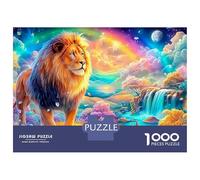 Lion Stands Under Rainbow Sky Puzzle Da 1000 Pezzi The Lion Divertimento Di Ingegno Per Adulti E Bambini 38x26cm/1000pcs